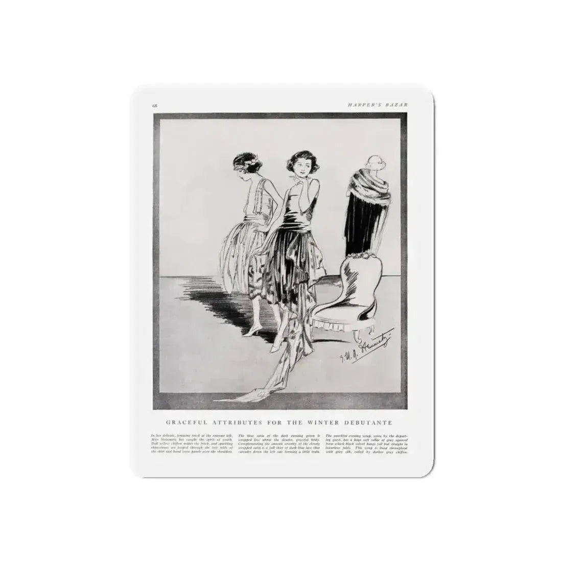 Graceful Attributes ..., Harper's Bazaar, November 1920 (Magazine Illustration) Refrigerator Magnet - The Sticker Space