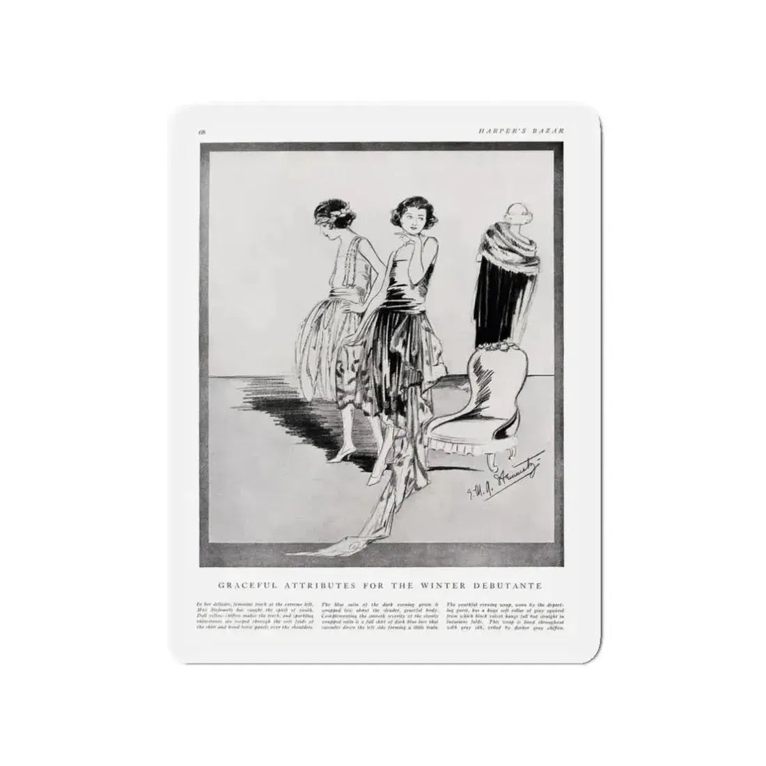 Graceful Attributes ..., Harper's Bazaar, November 1920 (Magazine Illustration) Refrigerator Magnet - The Sticker Space