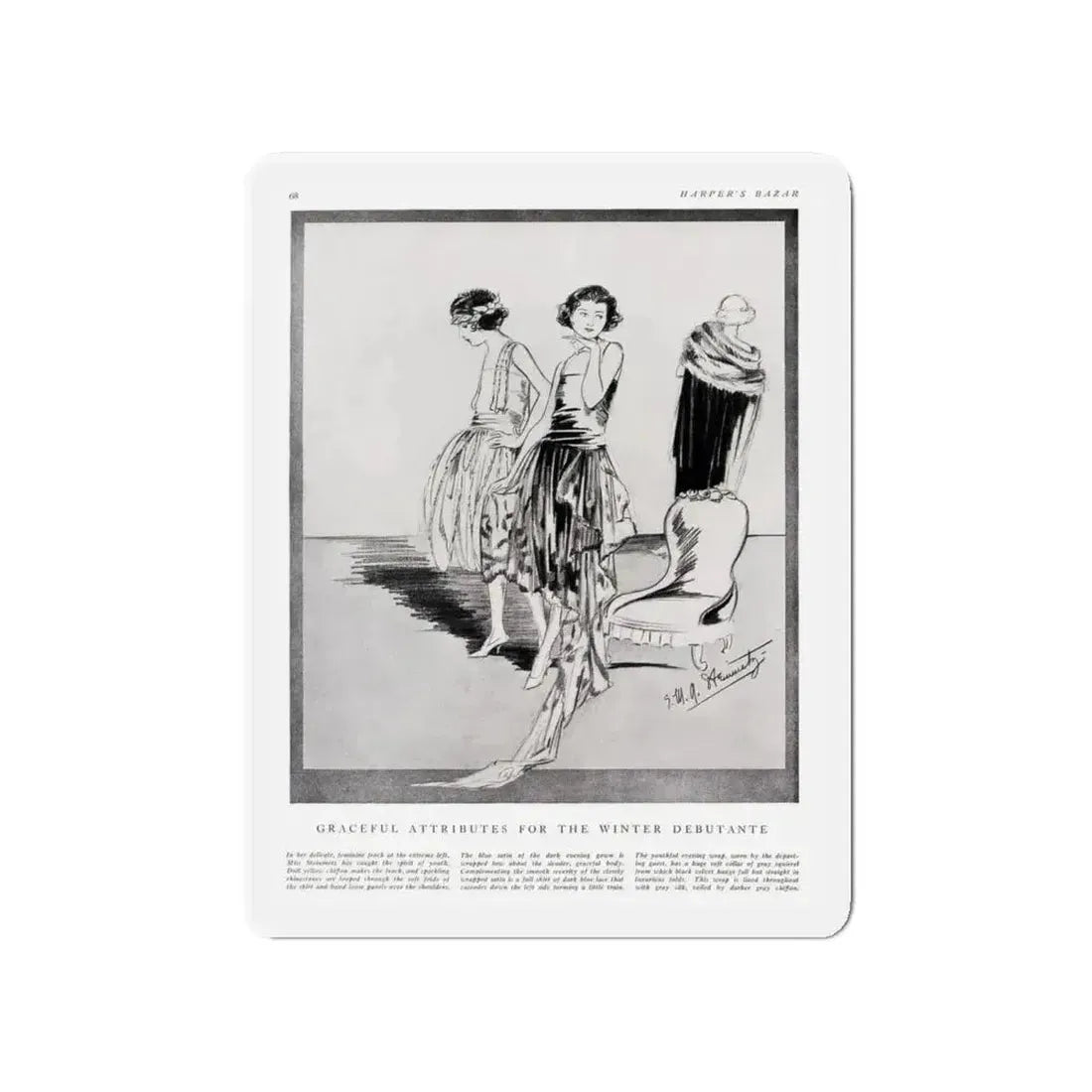Graceful Attributes ..., Harper's Bazaar, November 1920 (Magazine Illustration) Refrigerator Magnet - The Sticker Space