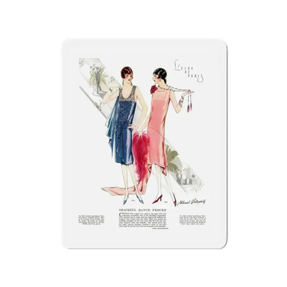 Graceful Dance Frocks, McCall's, July 1927 (Magazine Illustration) Refrigerator Magnet 3 Inch Die-Cut - The Sticker Space