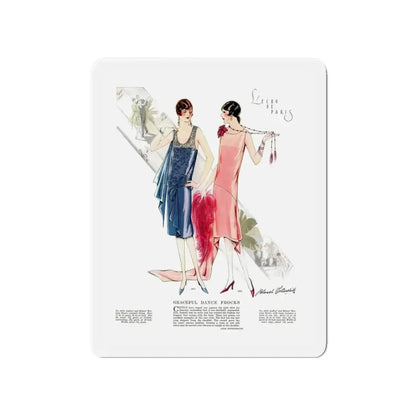 Graceful Dance Frocks, McCall's, July 1927 (Magazine Illustration) Refrigerator Magnet 4 Inch Die-Cut - The Sticker Space