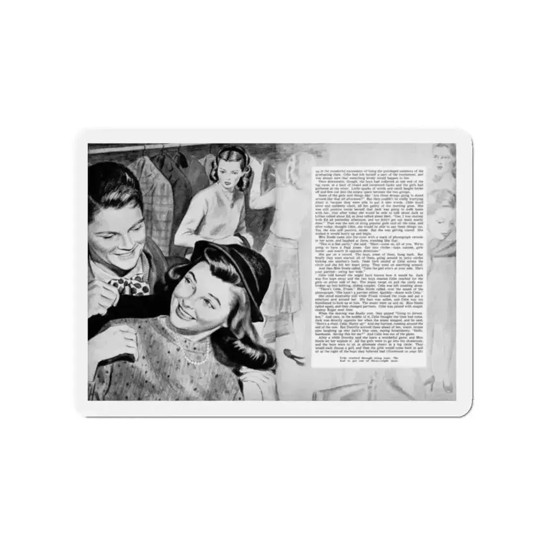 Graduation In January, Calling All Girls, January 1946 (Magazine Illustration) Refrigerator Magnet - The Sticker Space