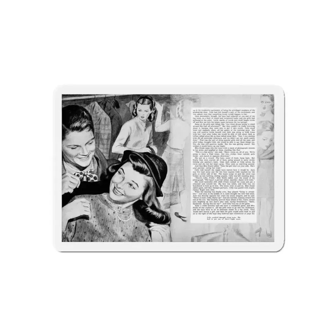 Graduation In January, Calling All Girls, January 1946 (Magazine Illustration) Refrigerator Magnet - The Sticker Space