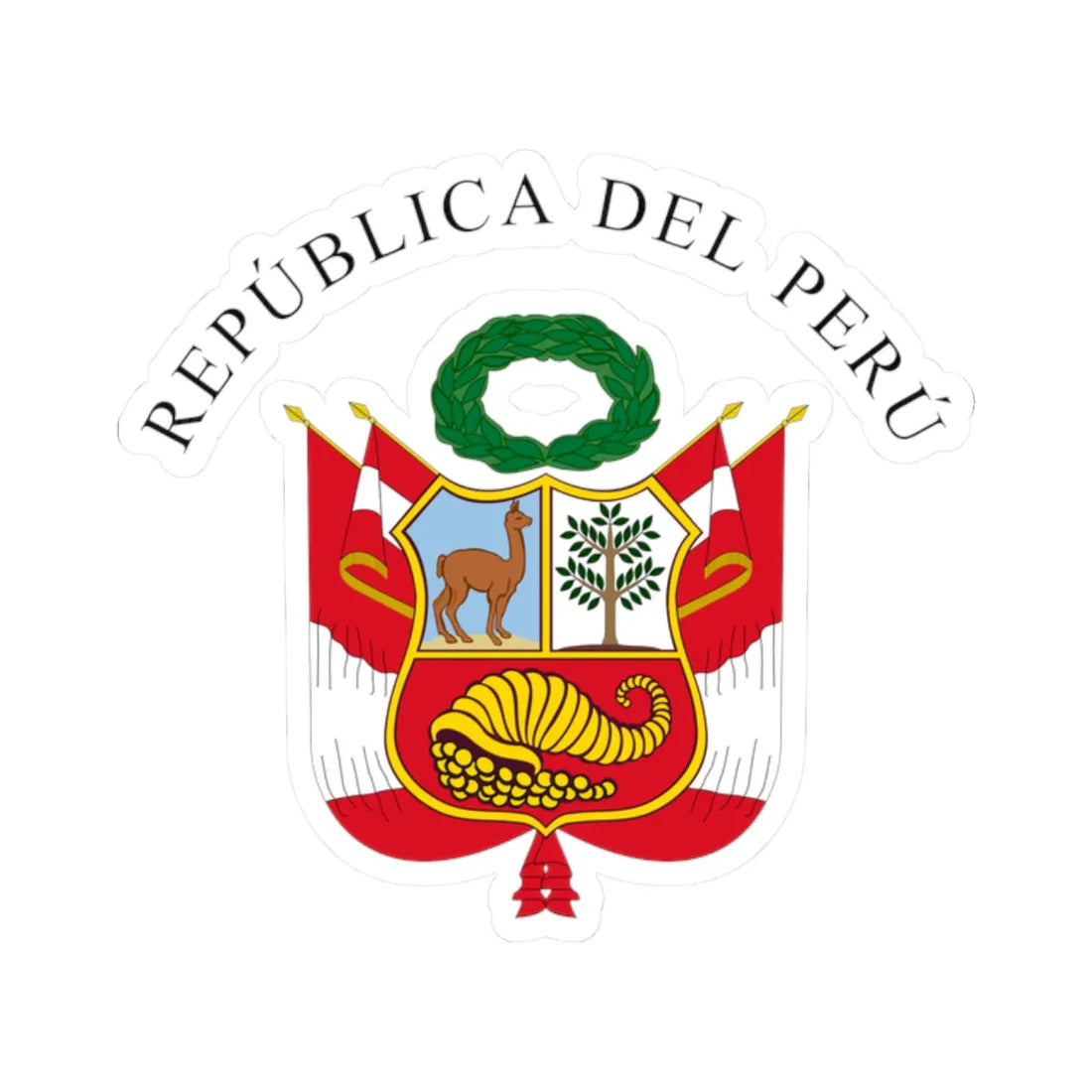 Gran Sello de la República del Perú variante (Peru) (Coat of Arms) STICKER Vinyl Kiss-Cut Decal 2 Inch White - The Sticker Space