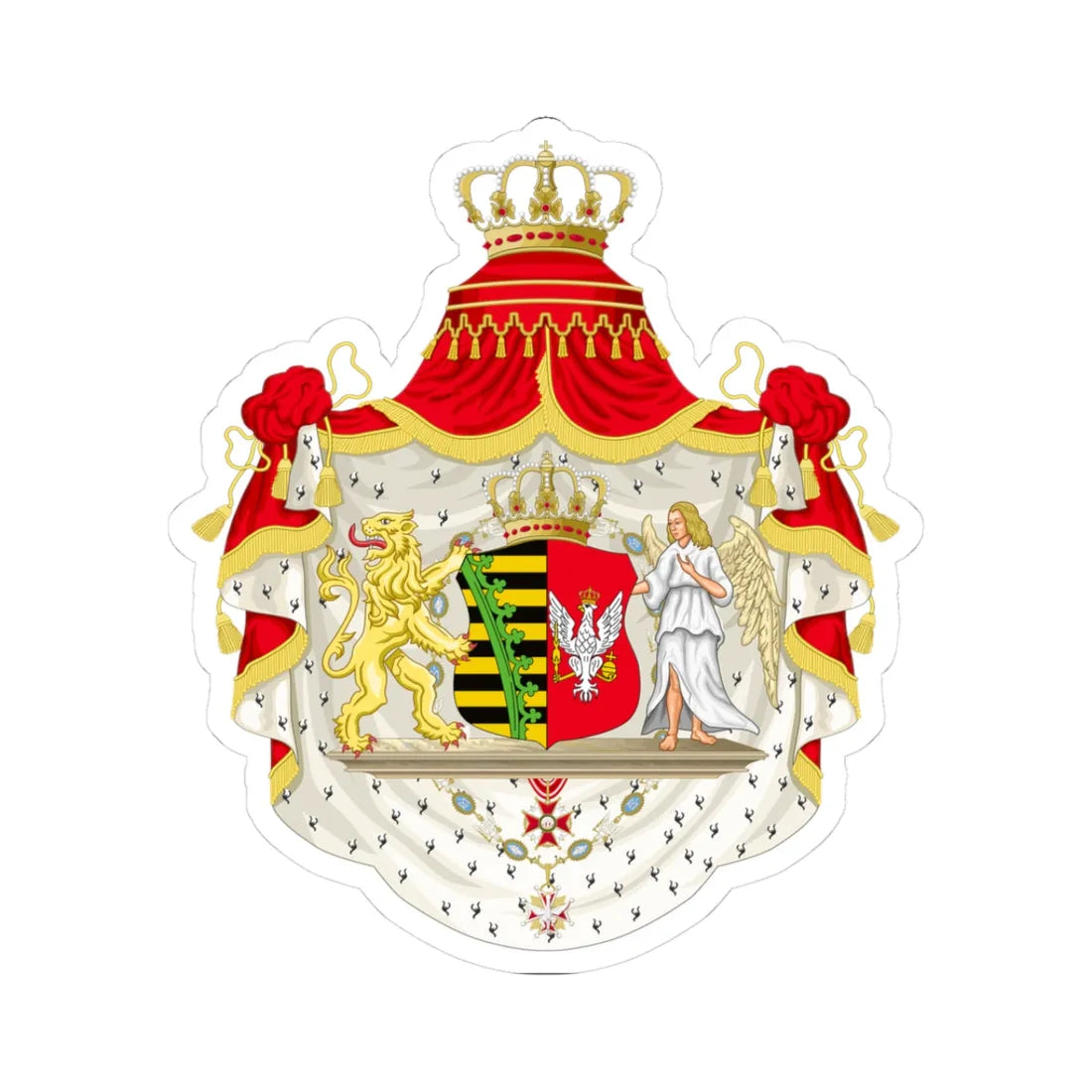 Grand Coat of Arms of Duchy of Warsaw (Poland) (Coat of Arms) STICKER Vinyl Kiss-Cut Decal 3 Inch White - The Sticker Space
