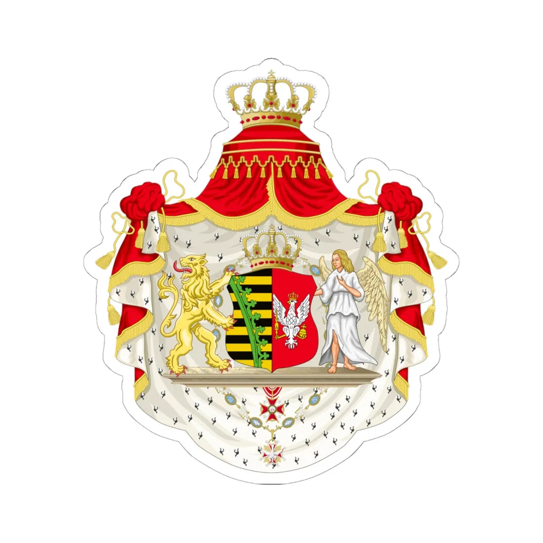 Grand Coat of Arms of Duchy of Warsaw (Poland) (Coat of Arms) STICKER Vinyl Kiss-Cut Decal 6 Inch White - The Sticker Space