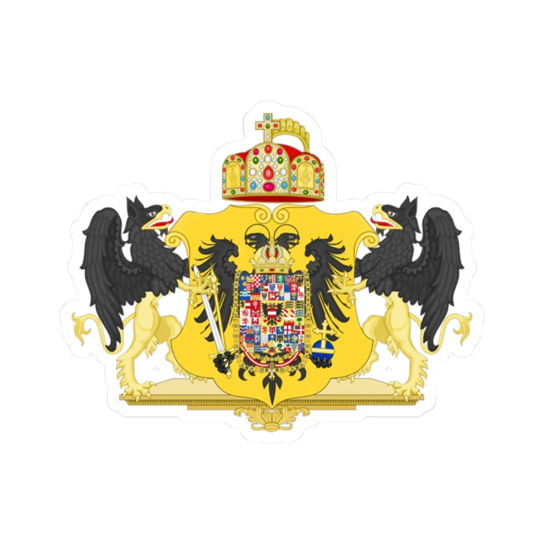 Grand Coat of Arms of Francis II Holy Roman Emperor 1804-1806 (Austria) (Coat of Arms) STICKER Vinyl Kiss-Cut Decal 2 Inch White - The Sticker Space