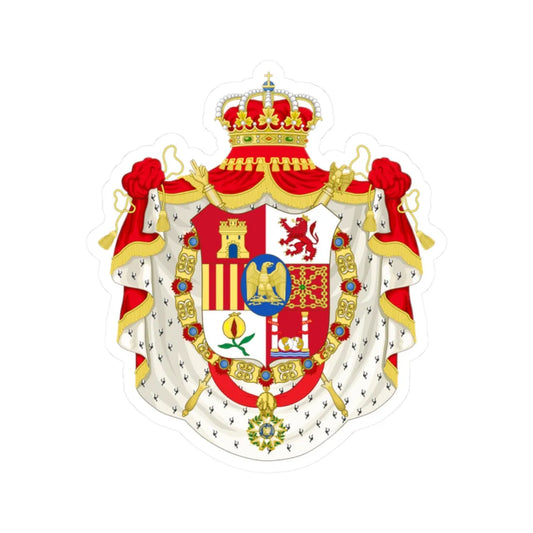 Grand Coat of Arms of Joseph Bonaparte as King of Spain (Spain) (Coat of Arms) STICKER Vinyl Kiss-Cut Decal 2 Inch White - The Sticker Space