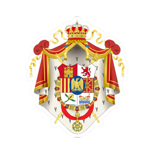 Grand Coat of Arms of Joseph Bonaparte as King of Spain type 2 (Spain) (Coat of Arms) STICKER Vinyl Kiss-Cut Decal 2 Inch White - The Sticker Space