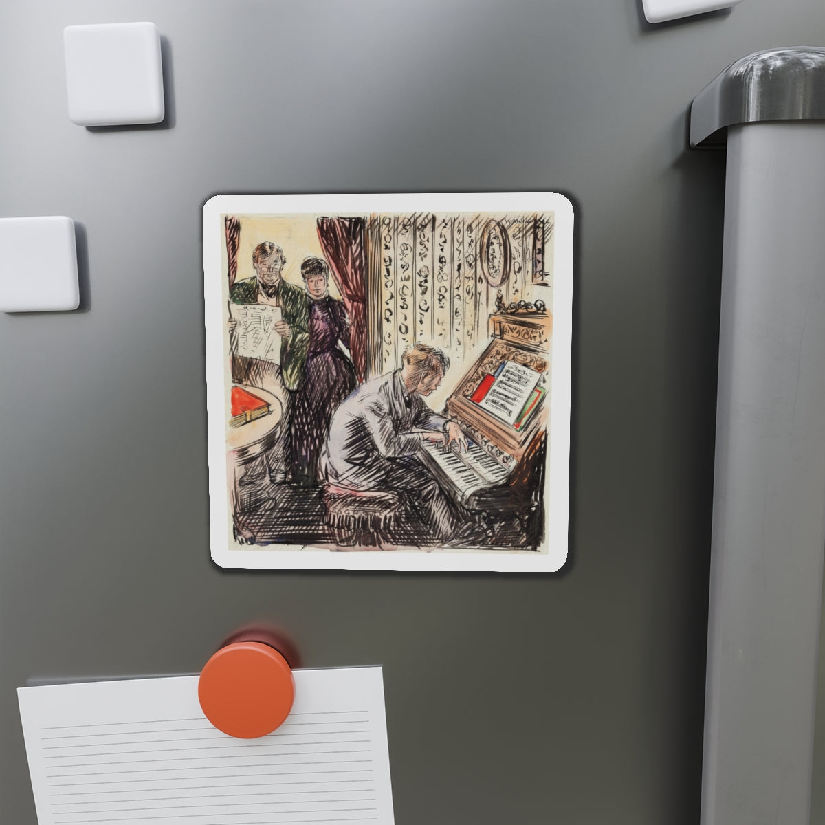 Grand March Illustration (Magazine Illustration) Refrigerator Magnet-The Sticker Space