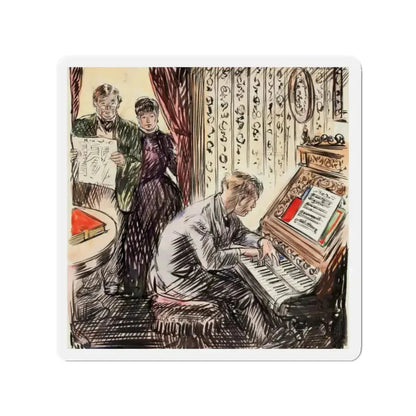 Grand March Illustration (Magazine Illustration) Refrigerator Magnet 2 Inch Die-Cut - The Sticker Space