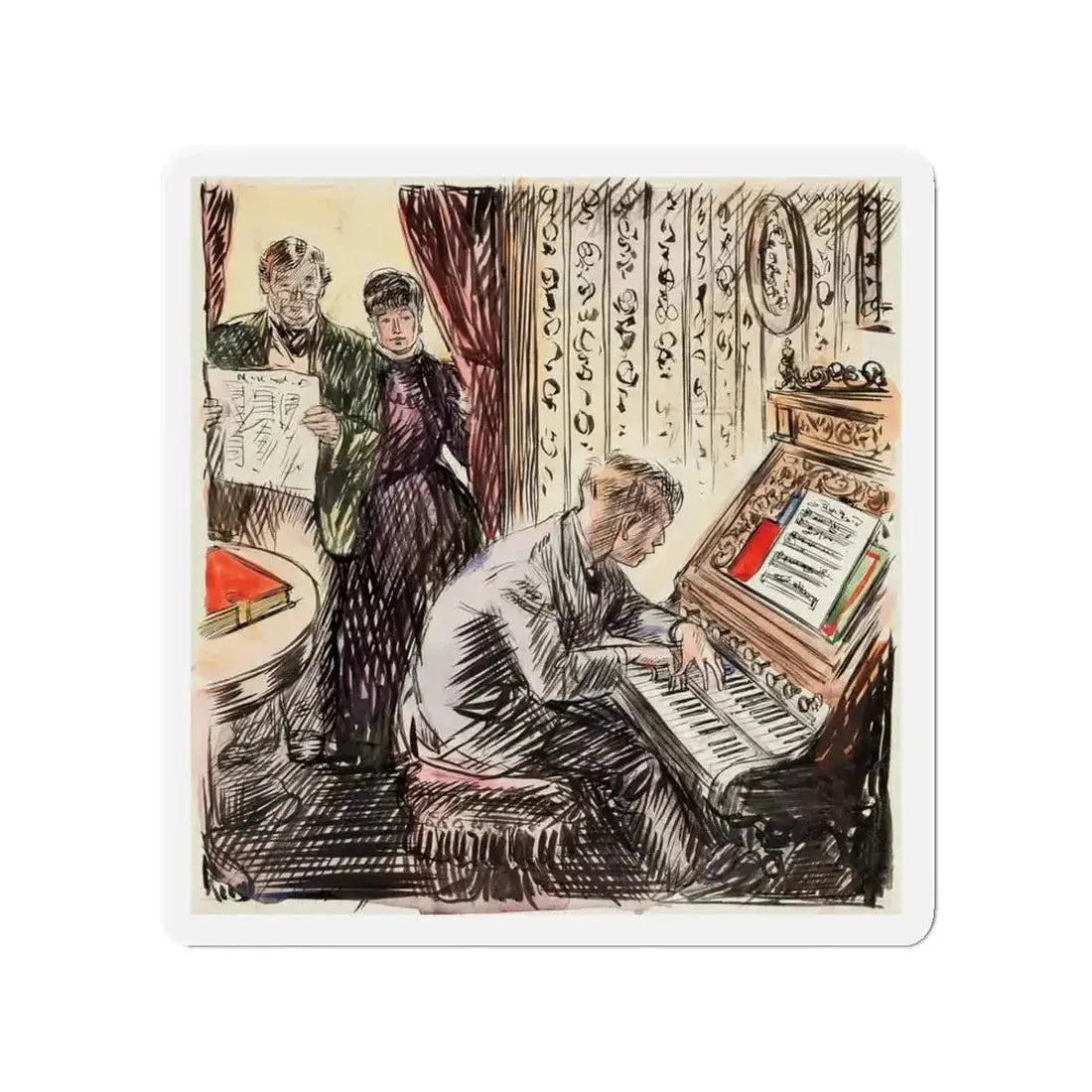 Grand March Illustration (Magazine Illustration) Refrigerator Magnet 3 Inch Die-Cut - The Sticker Space