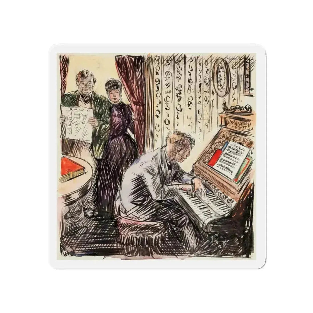 Grand March Illustration (Magazine Illustration) Refrigerator Magnet 4 Inch Die-Cut - The Sticker Space