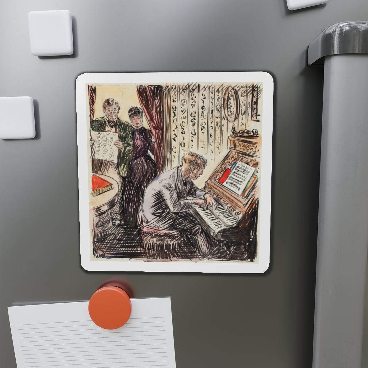 Grand March Illustration (Magazine Illustration) Refrigerator Magnet-The Sticker Space