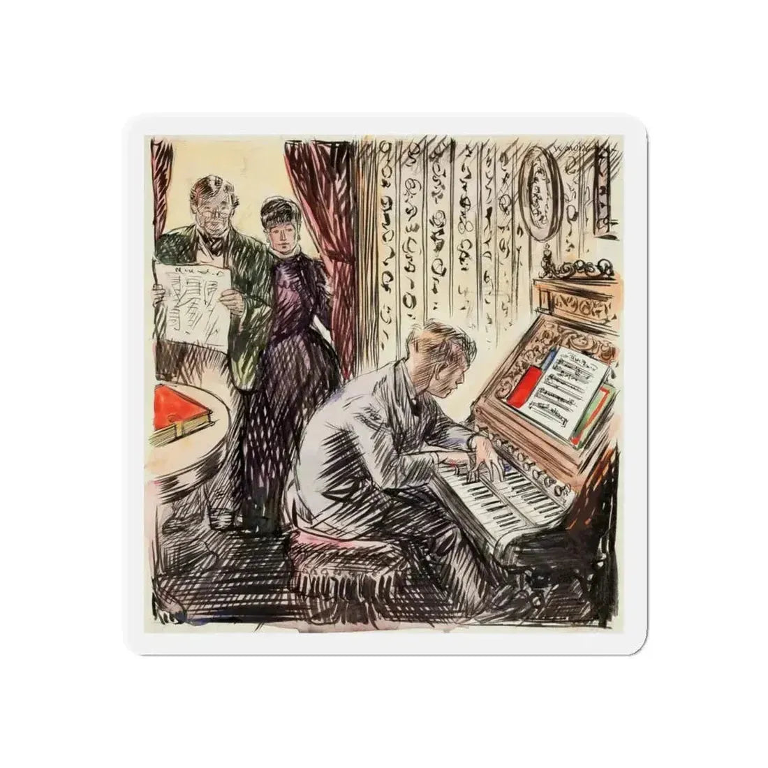 Grand March Illustration (Magazine Illustration) Refrigerator Magnet - The Sticker Space