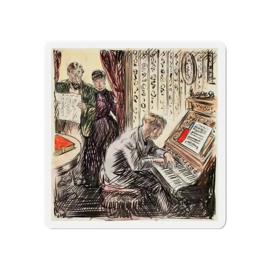 Grand March Illustration (Magazine Illustration) Refrigerator Magnet - The Sticker Space