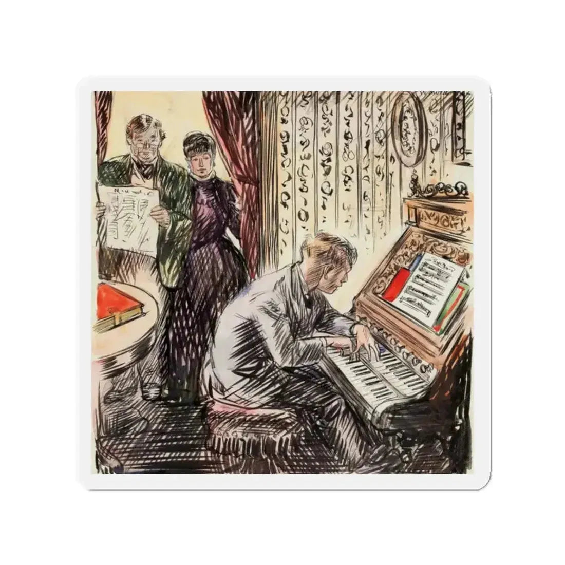 Grand March Illustration (Magazine Illustration) Refrigerator Magnet - The Sticker Space