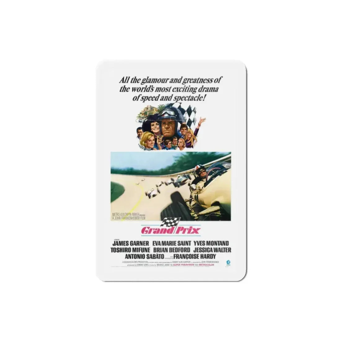 Grand Prix 1966 Movie Poster Refrigerator Magnet 2 Inch - The Sticker Space