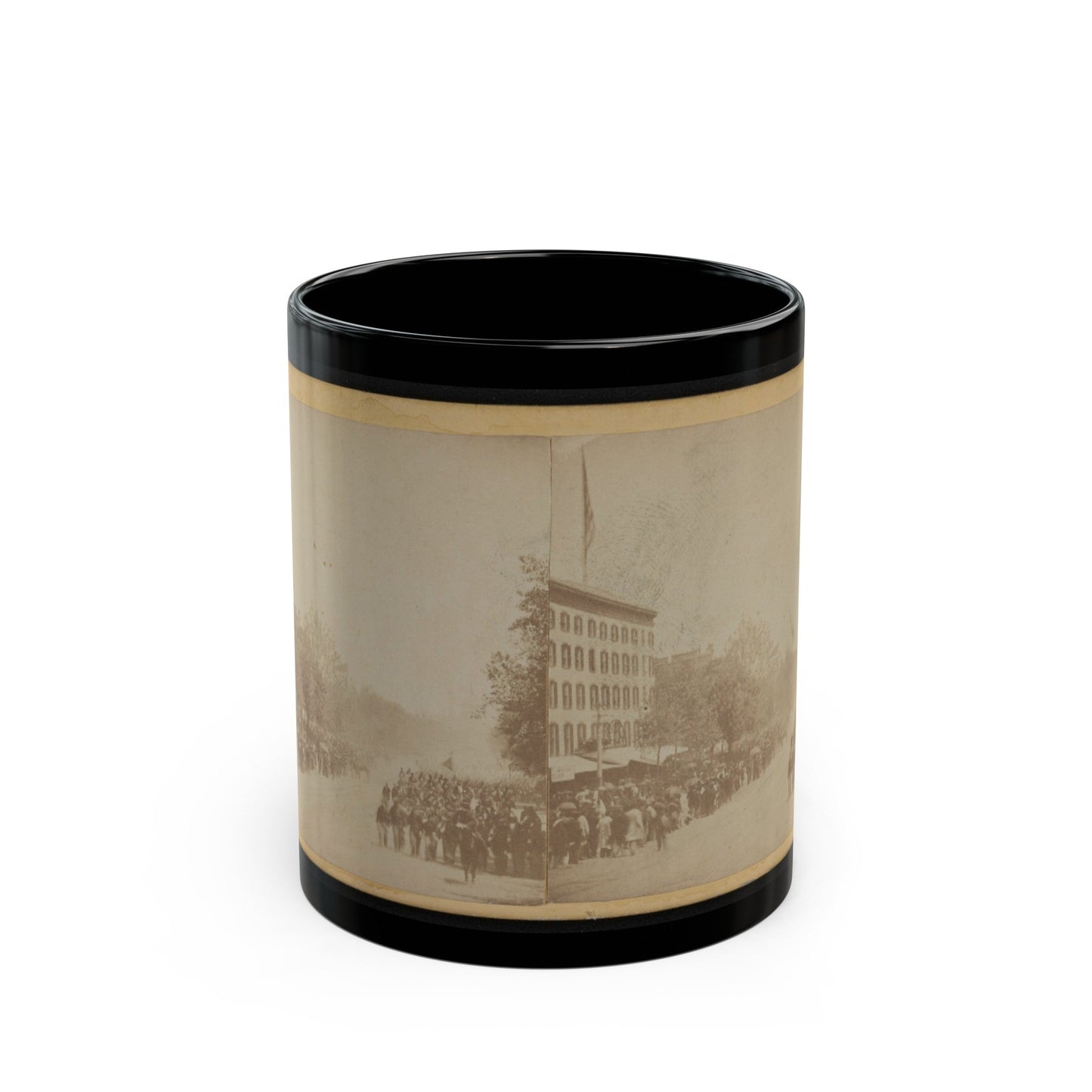 Grand Review Of The Great Veteran Armies Of Grant And Sherman At Washington, On The 23rd And 24th May, 1865 (U.S. Civil War) Black Coffee Mug-11oz-The Sticker Space