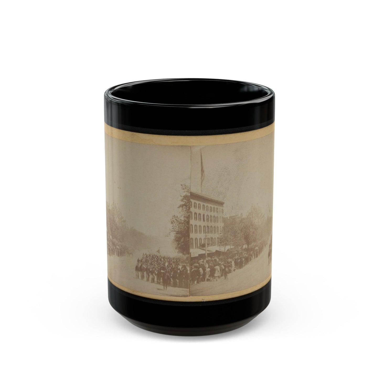 Grand Review Of The Great Veteran Armies Of Grant And Sherman At Washington, On The 23rd And 24th May, 1865 (U.S. Civil War) Black Coffee Mug-15oz-The Sticker Space