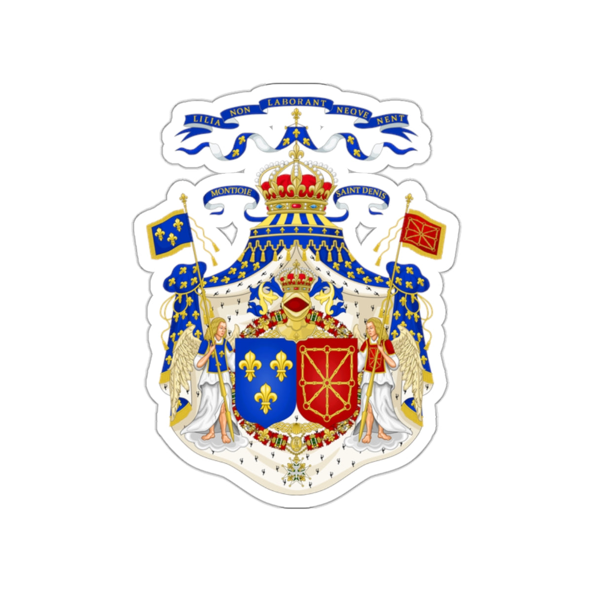 Grand Royal Coat of Arms of France & Navarre STICKER Vinyl Die-Cut Decal-White-The Sticker Space