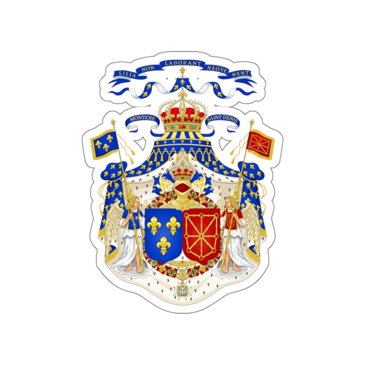 Grand Royal Coat of Arms of France & Navarre STICKER Vinyl Die-Cut Decal-White-The Sticker Space