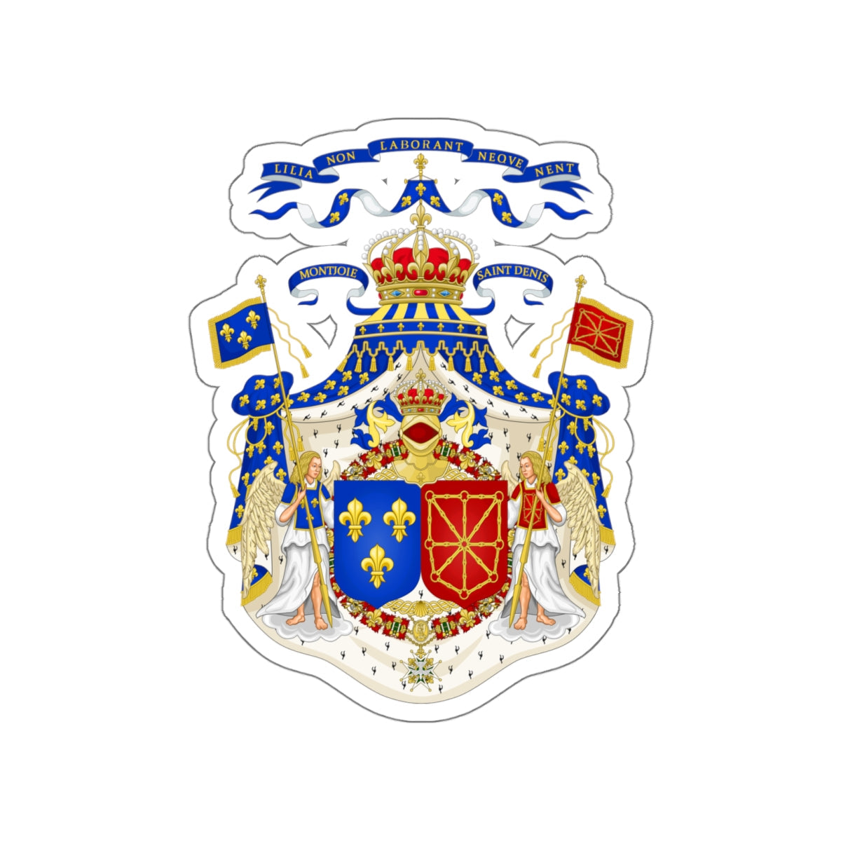 Grand Royal Coat of Arms of France & Navarre STICKER Vinyl Die-Cut Decal-White-The Sticker Space