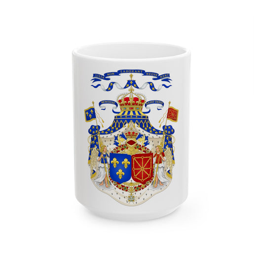 Grand Royal Coat of Arms of France & Navarre - White Coffee Mug-15oz-The Sticker Space