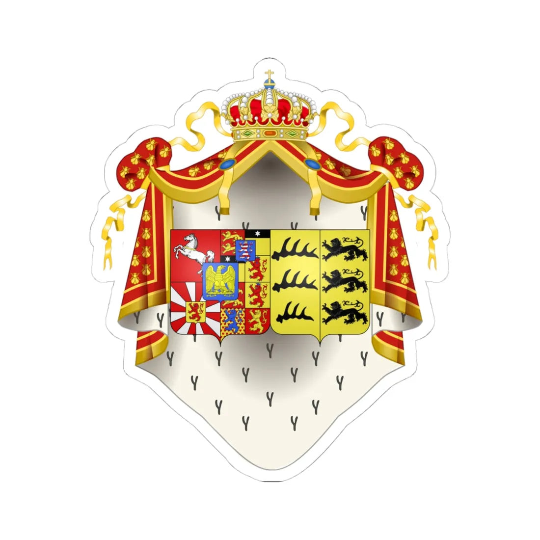 Grandes Armes Catherine de Wurtemberg (Germany) (Coat of Arms) STICKER Vinyl Kiss-Cut Decal - The Sticker Space