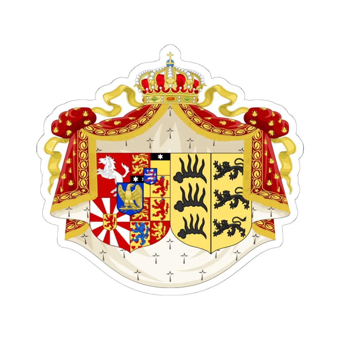 Grandes Armes Catherine de Wurtemberg2 (Germany) (Coat of Arms) STICKER Vinyl Kiss-Cut Decal - The Sticker Space