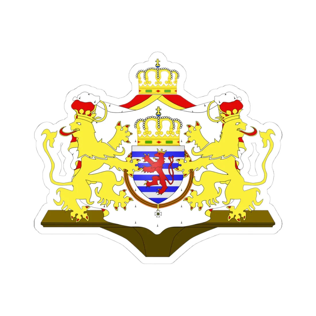 Grandes armes Luxembourg (Luxembourg) (Coat of Arms) STICKER Vinyl Kiss-Cut Decal 4 Inch White - The Sticker Space