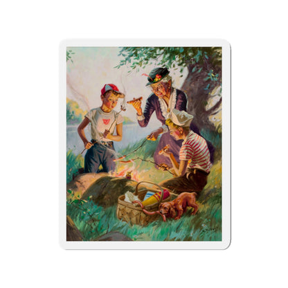 Grandma at the Weenie Roast, c. 1955 (Magazine Illustration) Refrigerator Magnet-3" x 3"-The Sticker Space