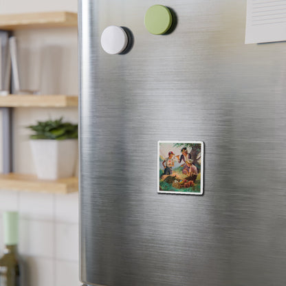 Grandma at the Weenie Roast, c. 1955 (Magazine Illustration) Refrigerator Magnet-The Sticker Space