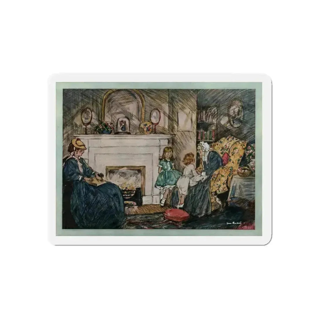 Grandmothers Then and Now (1), Ladies' Home Journal, September 1927 (Magazine Illustration) Refrigerator Magnet 5 Inch Die-Cut - The Sticker Space