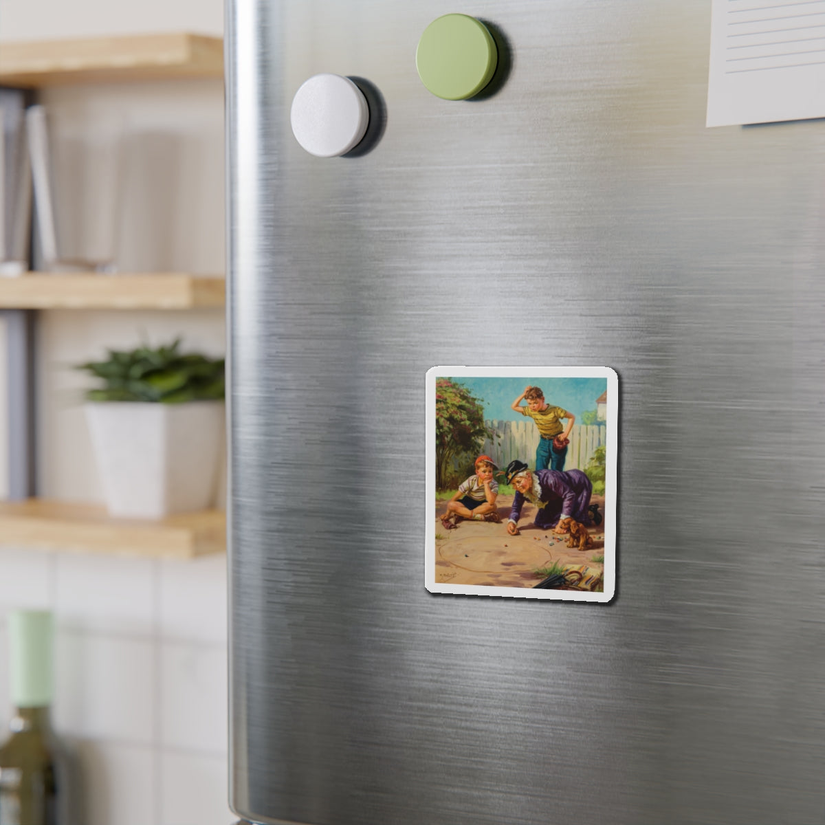 Granny's Playing Marbles (Magazine Illustration) Refrigerator Magnet