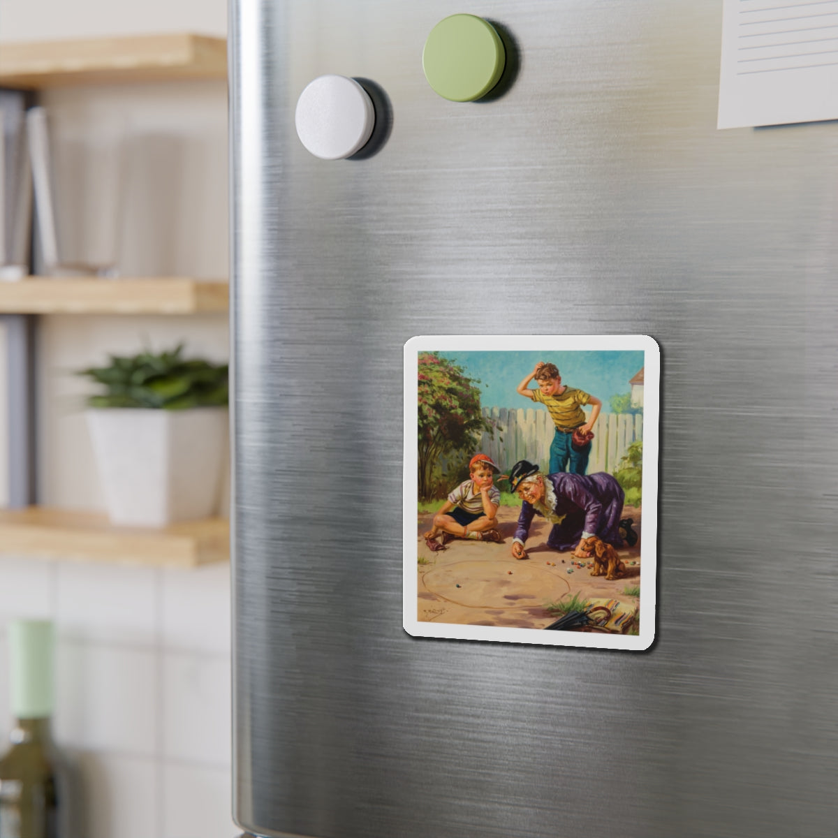 Granny's Playing Marbles (Magazine Illustration) Refrigerator Magnet