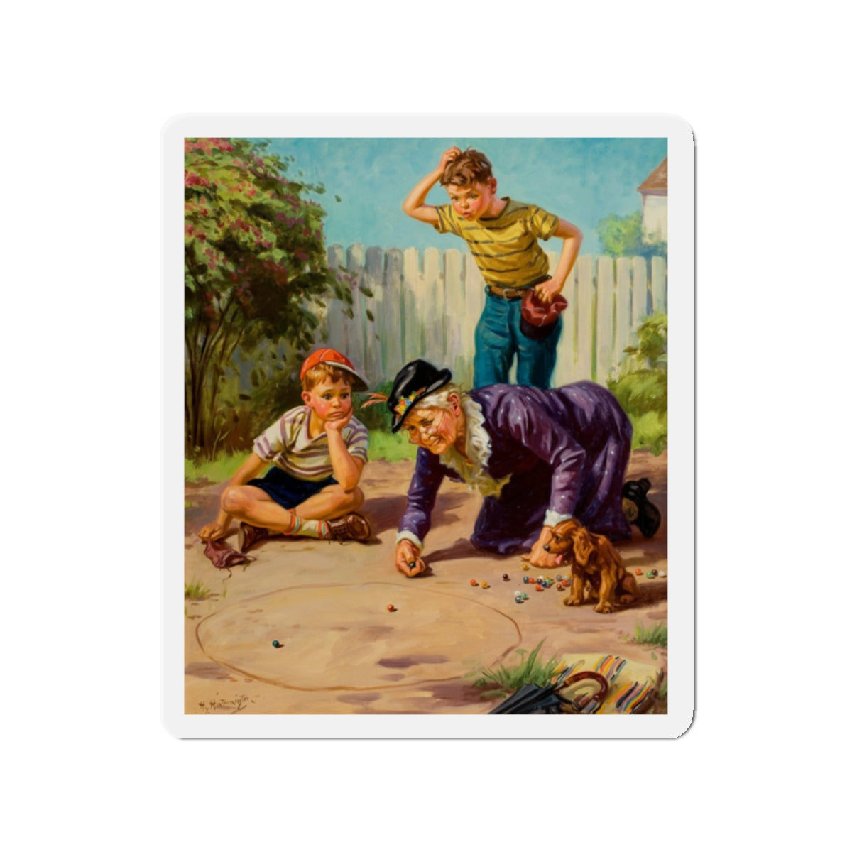 Granny's Playing Marbles (Magazine Illustration) Refrigerator Magnet