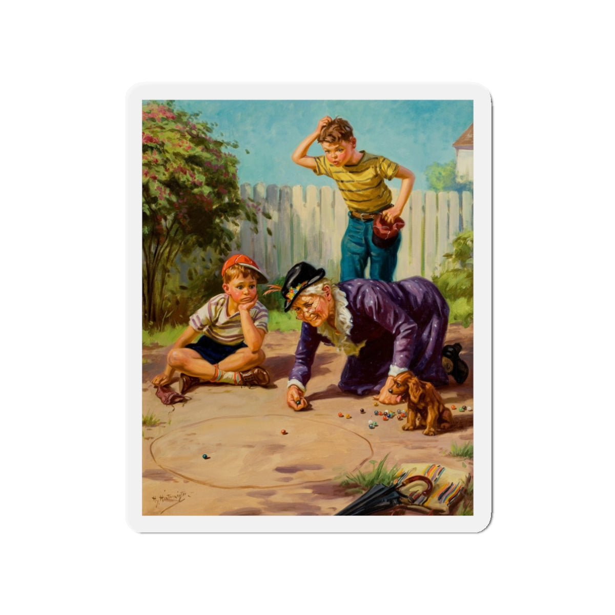 Granny's Playing Marbles (Magazine Illustration) Refrigerator Magnet