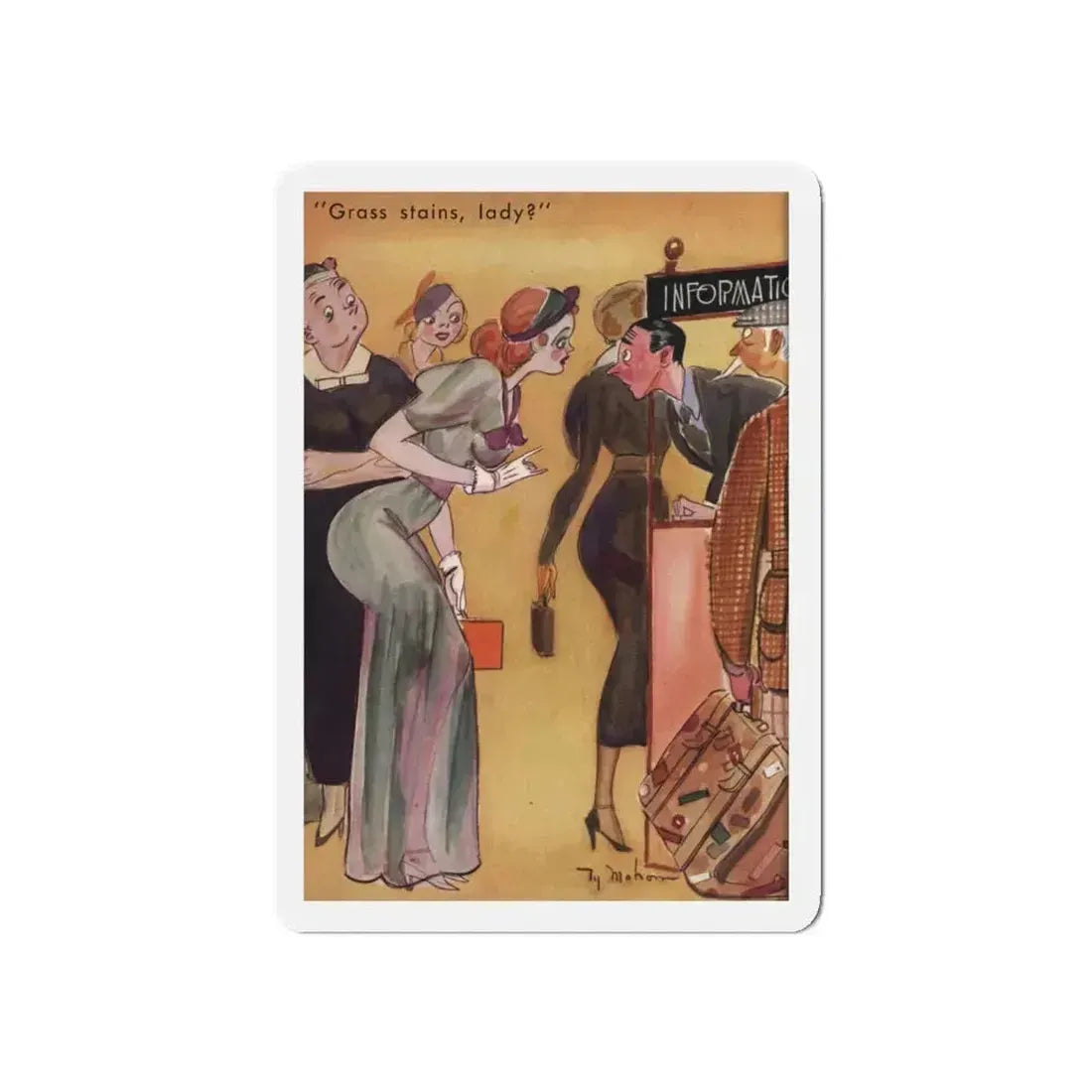 Grass stains, lady, Ballyhoo magazine, October 1937 (Magazine Illustration) Refrigerator Magnet 5 Inch Die-Cut - The Sticker Space