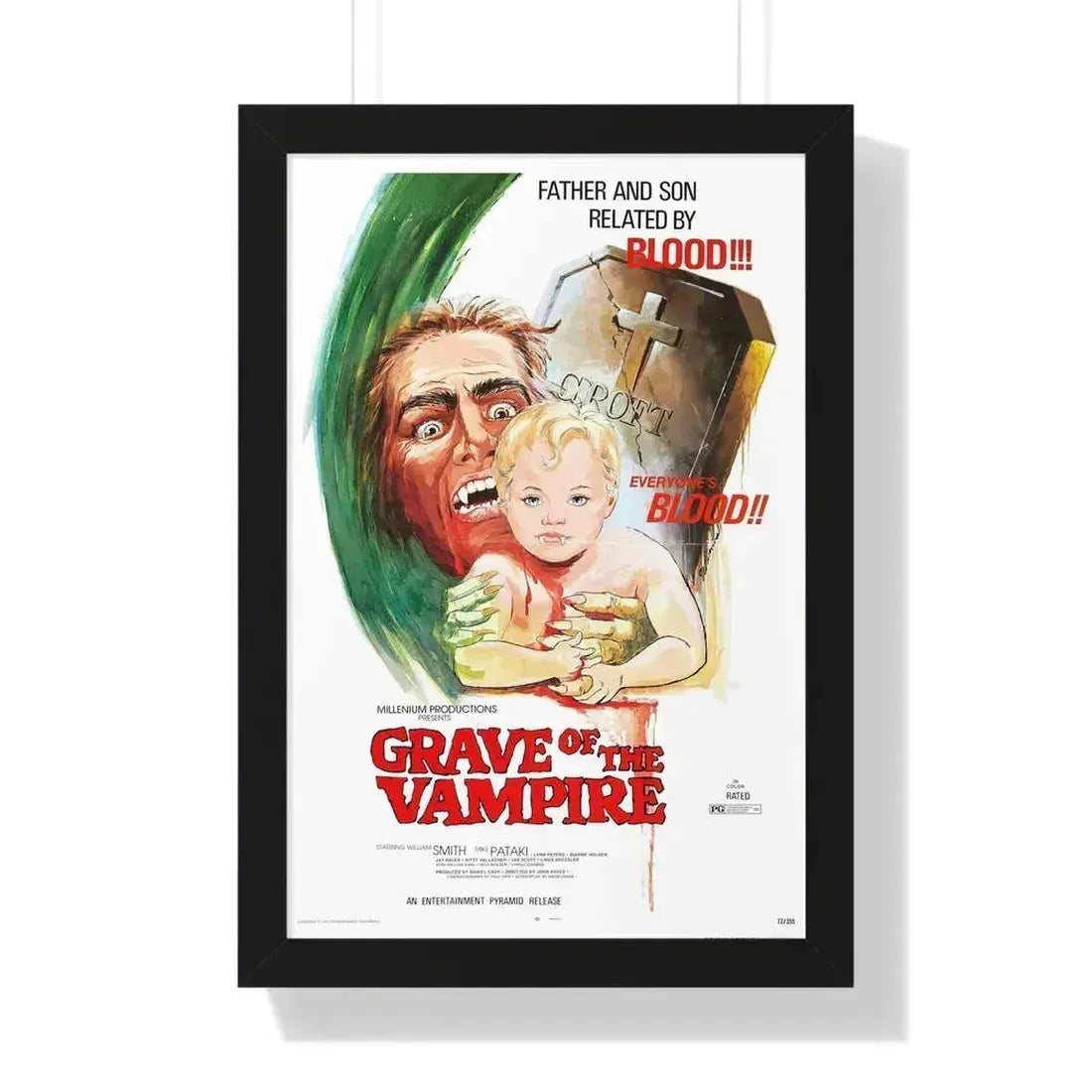 GRAVE OF THE VAMPIRE 1972 - Framed Movie Poster 16″ x 24″ Black - The Sticker Space