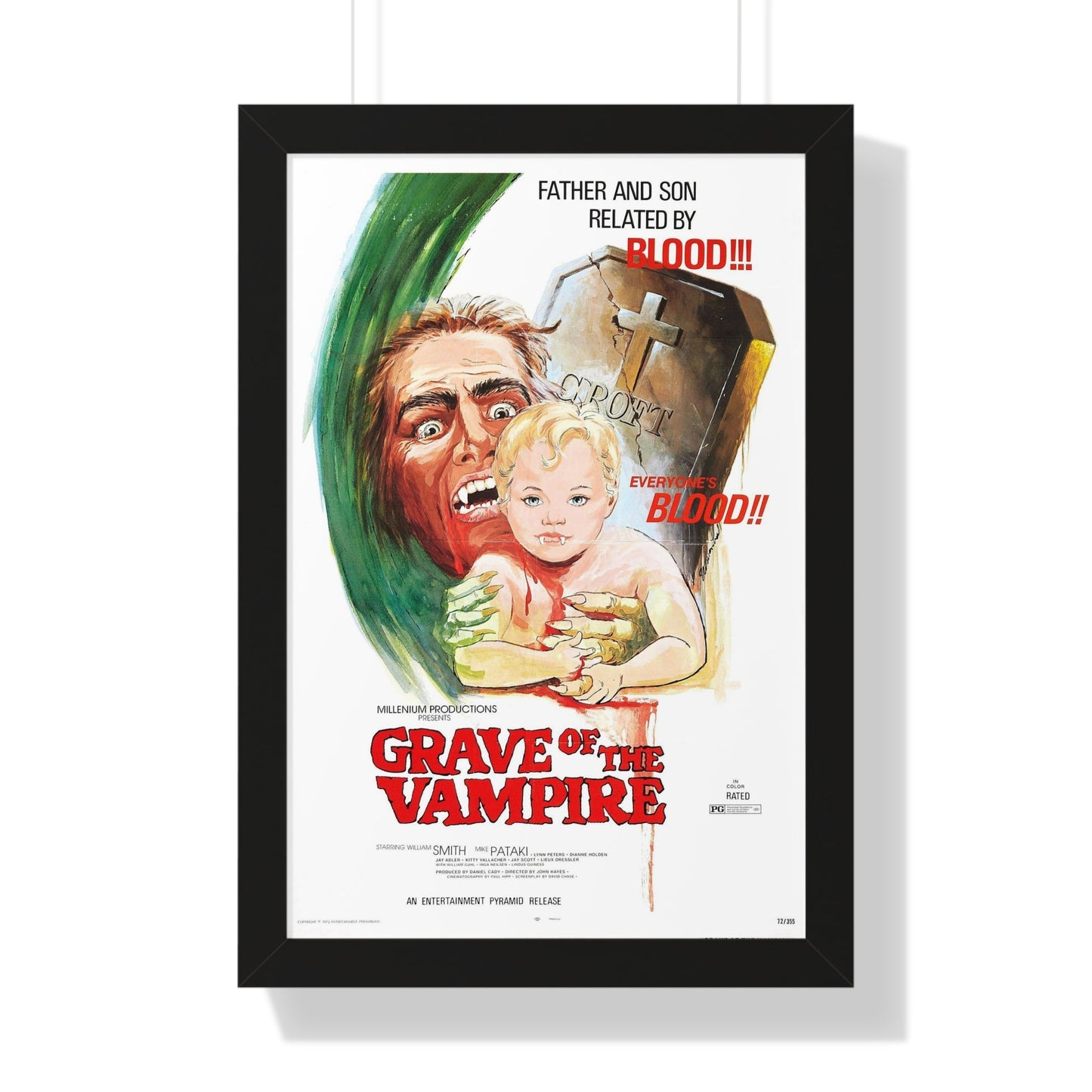 GRAVE OF THE VAMPIRE 1972 - Framed Movie Poster-16″ x 24″-The Sticker Space