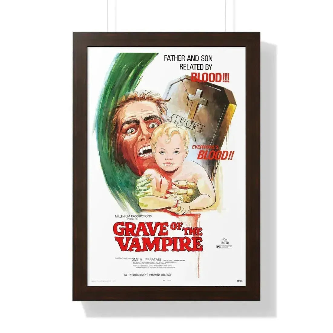 GRAVE OF THE VAMPIRE 1972 - Framed Movie Poster 16″ x 24″ Walnut - The Sticker Space