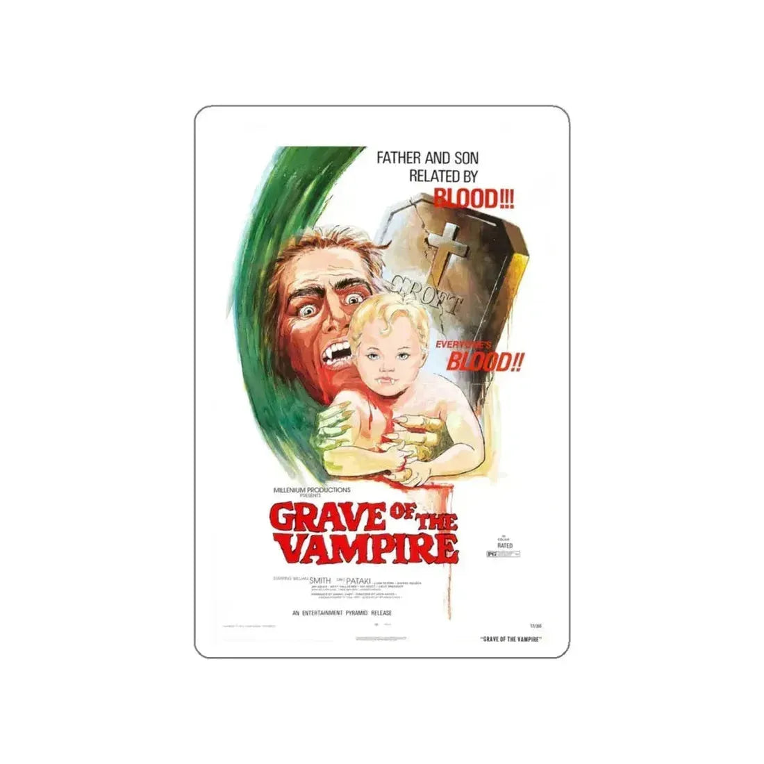 GRAVE OF THE VAMPIRE 1972 Movie Poster STICKER Vinyl Die-Cut Decal 5 Inch - The Sticker Space
