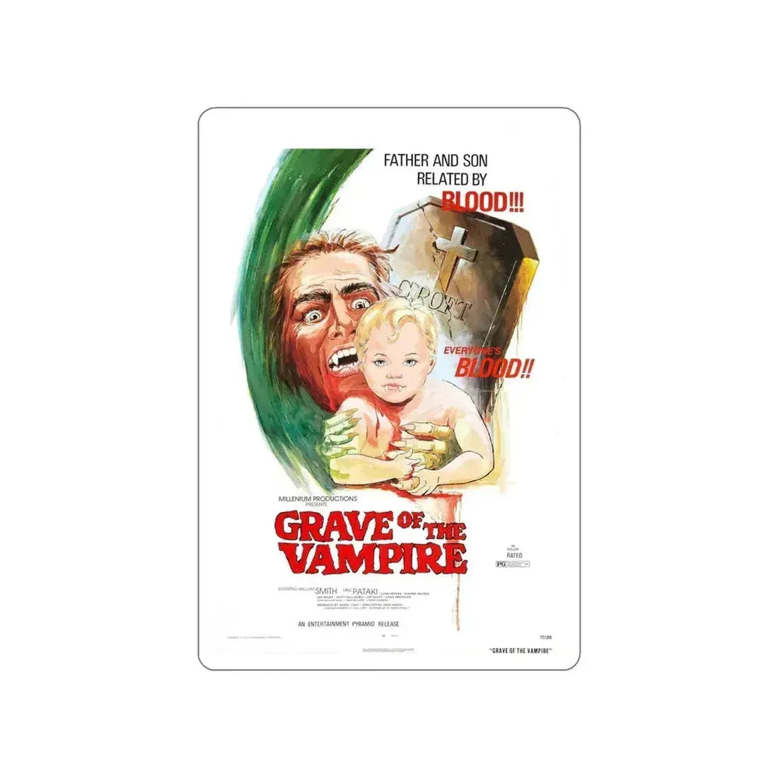 GRAVE OF THE VAMPIRE 1972 Movie Poster STICKER Vinyl Die-Cut Decal 6 Inch - The Sticker Space