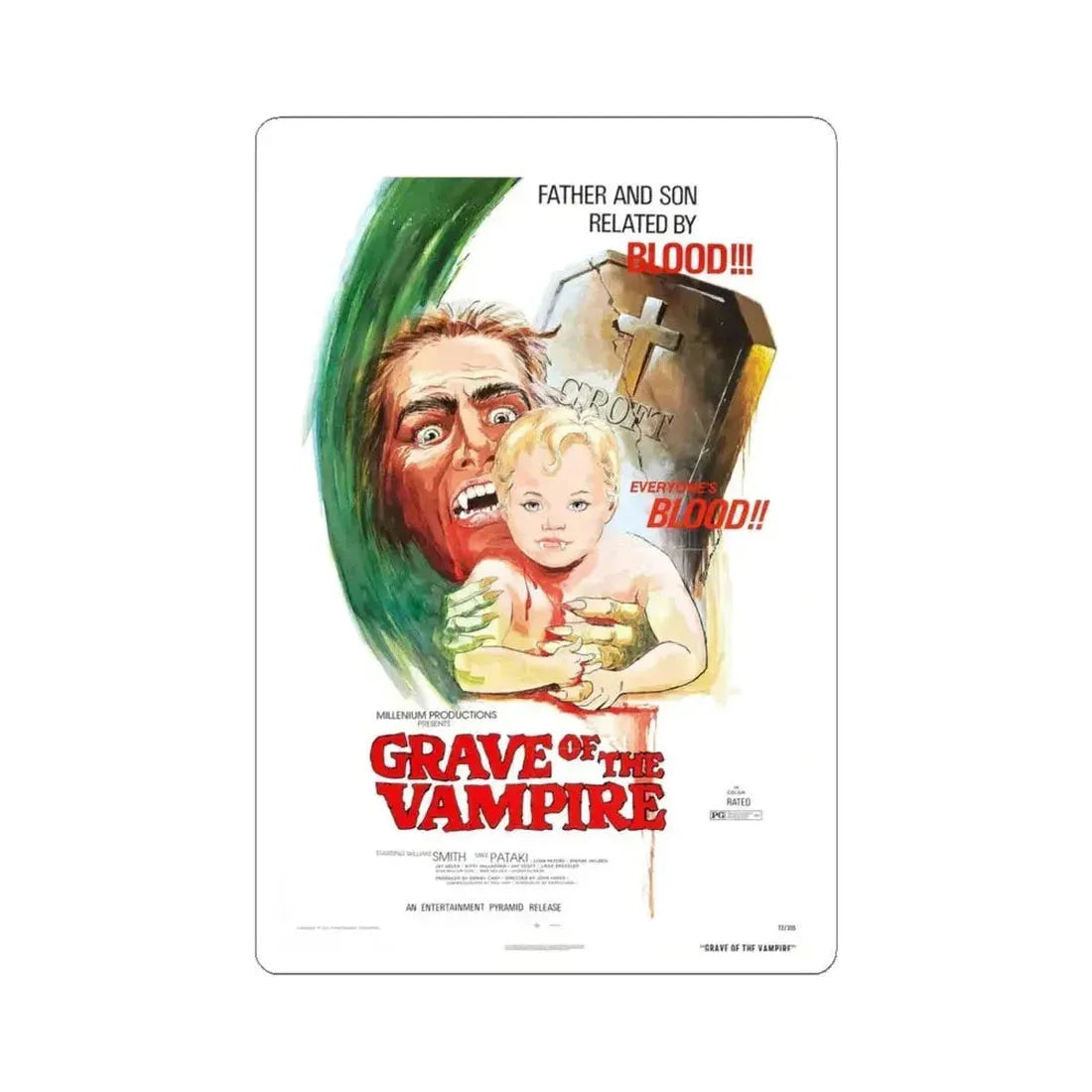 GRAVE OF THE VAMPIRE 1972 Movie Poster - STICKER Vinyl Kiss-Cut Decal 4 Inch White - The Sticker Space
