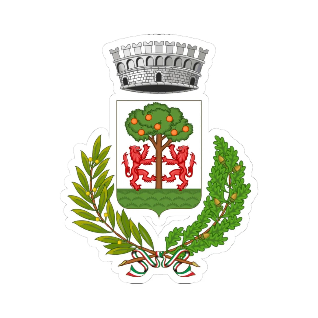 Gravina di Catania-Stemma (Italy) (Coat of Arms) STICKER Vinyl Kiss-Cut Decal 3 Inch White - The Sticker Space