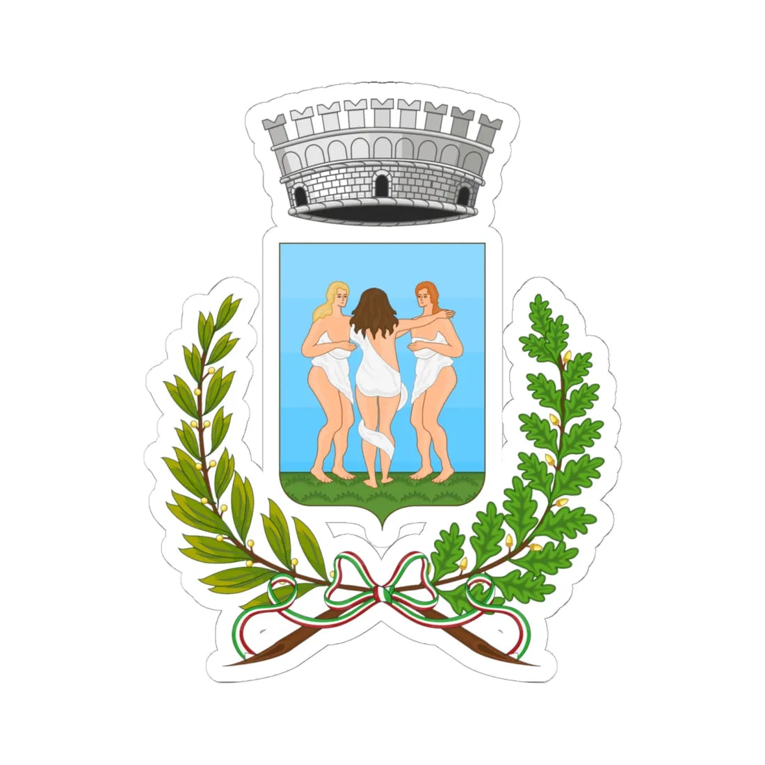 Grazzanise-Stemma (Italy) (Coat of Arms) STICKER Vinyl Kiss-Cut Decal 6 Inch White - The Sticker Space