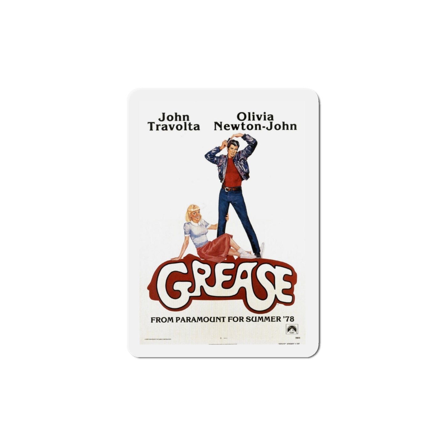 Grease 1978 Movie Poster Die-Cut Magnet-4 Inch-The Sticker Space