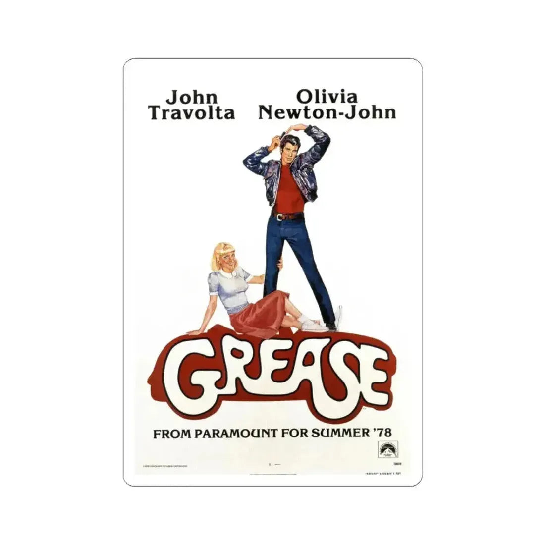 Grease 1978 Movie Poster - STICKER Vinyl Kiss-Cut Decal 3 Inch White - The Sticker Space