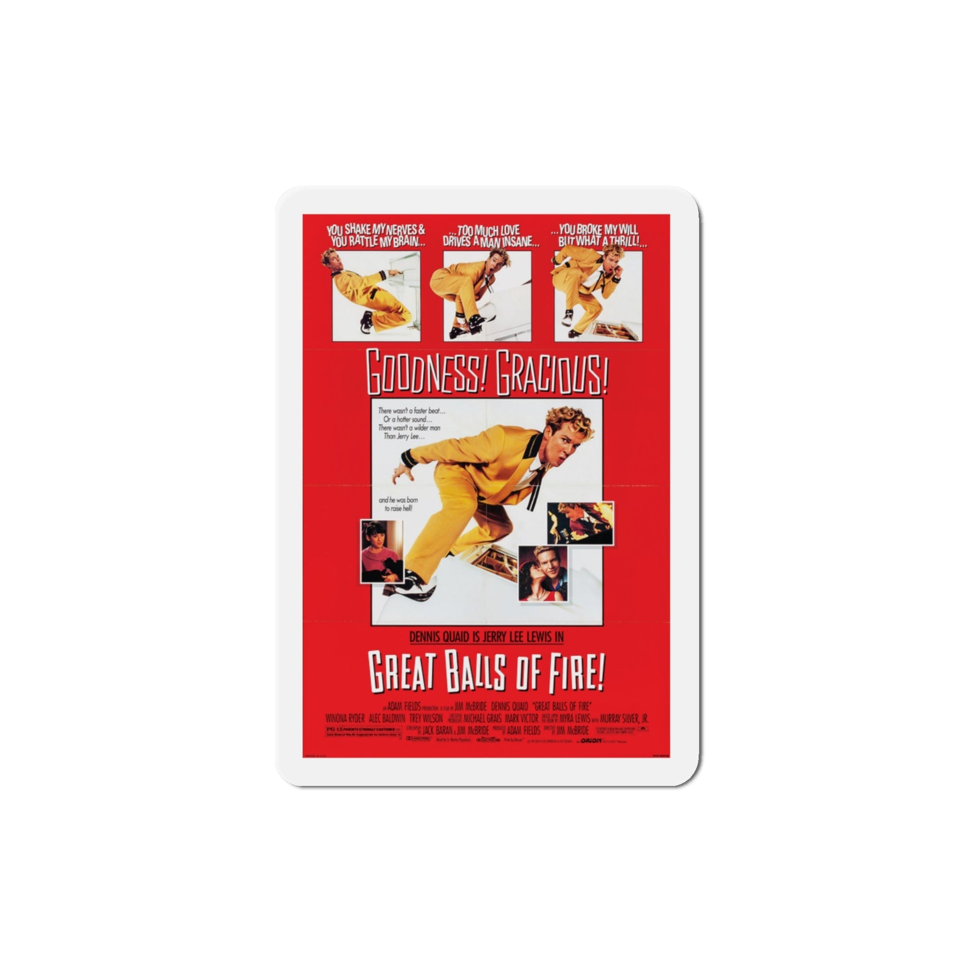 Great Balls of Fire! 1989 Movie Poster Die-Cut Magnet-3" x 3"-The Sticker Space